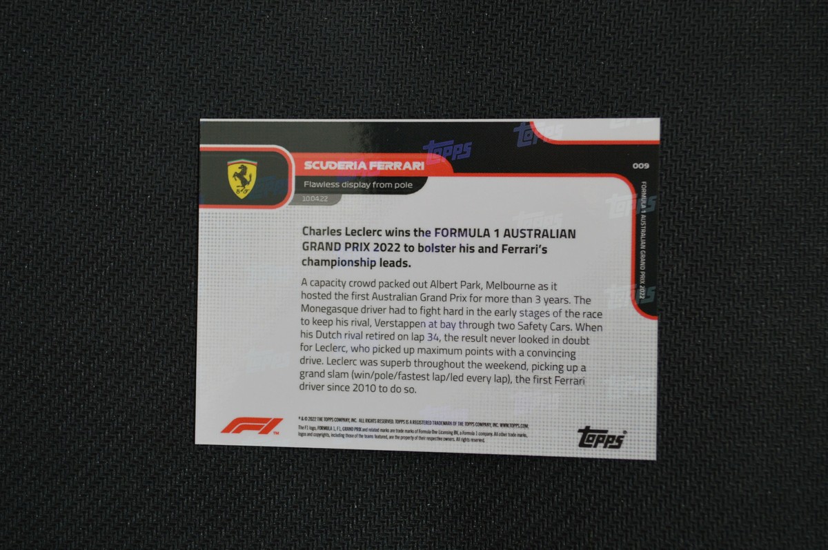 Topps Now 2022 Formula F1 card #9 Charles Leclerc Flawless