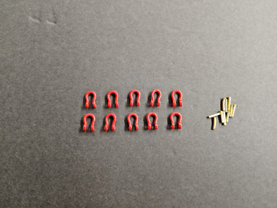 Crane & Truck Metal Shackles In Manitowoc Red w/Brass Pin (Set Of 10) 80T 1/50th