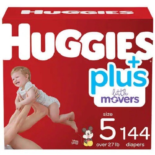 156 Count Size 5  Huggies Plus Little Movers  Baby Diapers, : 27lbs and up,