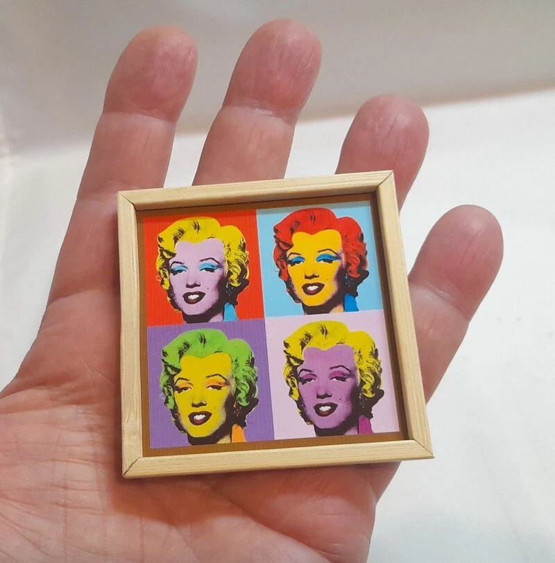 CASA BAMBOLE Andy Warhol Marylin MINI QUADRO 1:12 Fatto a mano Miniatura - Immagine 3 di 4