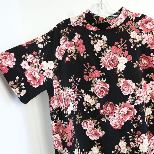 Top nuovo senza etichette shein nero rosa stampa floreale 1x bohemien romantico rosa peonia taglie forti - Foto 5 di 11