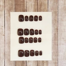 Custom Press on Gel Nails Handmade Brown Square Short 20 Tips