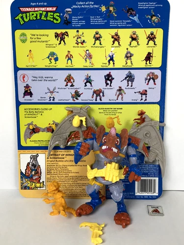 1990 Wingnut & Screwloose w/ Cardback Complete TMNT Vintage Ninja Turtles Figure