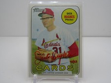 DICK HUGHES 2018 TOPPS HERITAGE REAL ONE RED INK AUTOGRAPH AUTO #43/69!