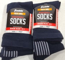 2 x Pairs Franklin Youth Small Baseball Socks Navy Shoe Size 10-1