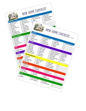 New Home or Apartment Essentials Checklist | Laminated 2 Pages Both Double Sided