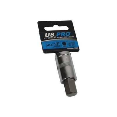 US PRO 1/2'' Antrieb 14mm Innensechskant Bit Steckschlüssel 55mm lang CR-V Stahl Ratsche Werkzeug