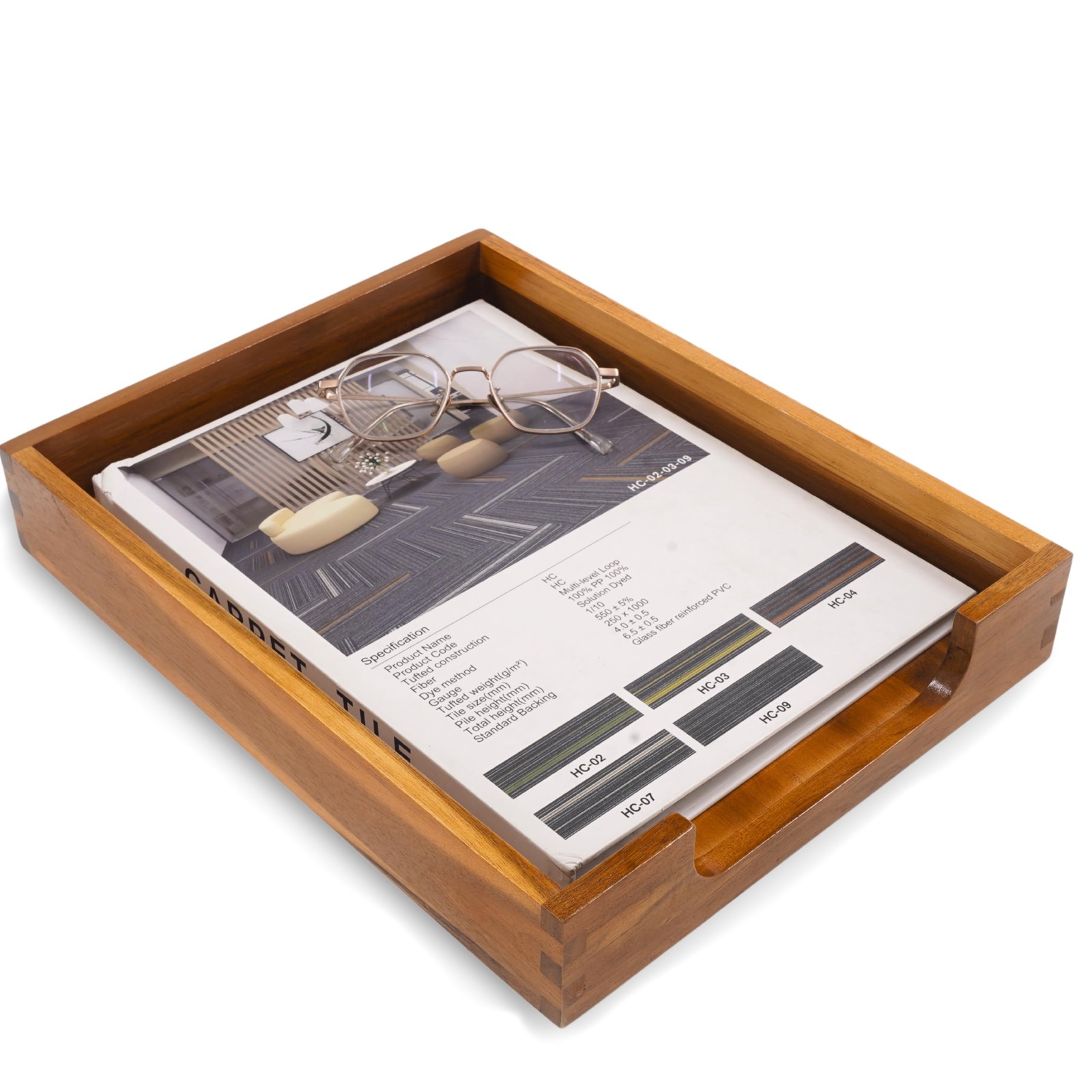 Wood Letter Tray -Load Documents Tray for Office Desktop Organizer - Desk Mag