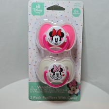 Disney baby Minnie Mouse 2-Pack Pacifiers w/ Cover BPA-Free Pink/White M33812