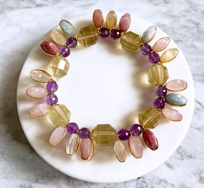 Hochwertiges Armband aus Amethyst, Citrin, Rosenquarz