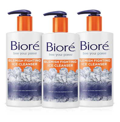 Biore Blemish Fighting Ice Cleanser Face Wash with Salicylic Acid, Clears and He