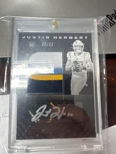 JUSTIN HERBERT 2020 PANINI BLACK RPA /99 FOOTBALL ROOKIE CARD AUTO 4-COLOR. rookie card picture