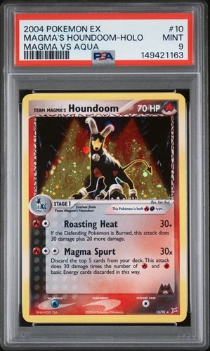 2004 POKEMON EX TEAM MAGMA VS TEAM AQUA #10 TEAM MAGMA'S HOUNDOOM-HOLO PSA 9