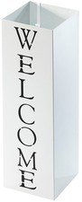 Schirmständer Regenschirmständer - WELCOME - eckig - Metall - weiß - mit Print