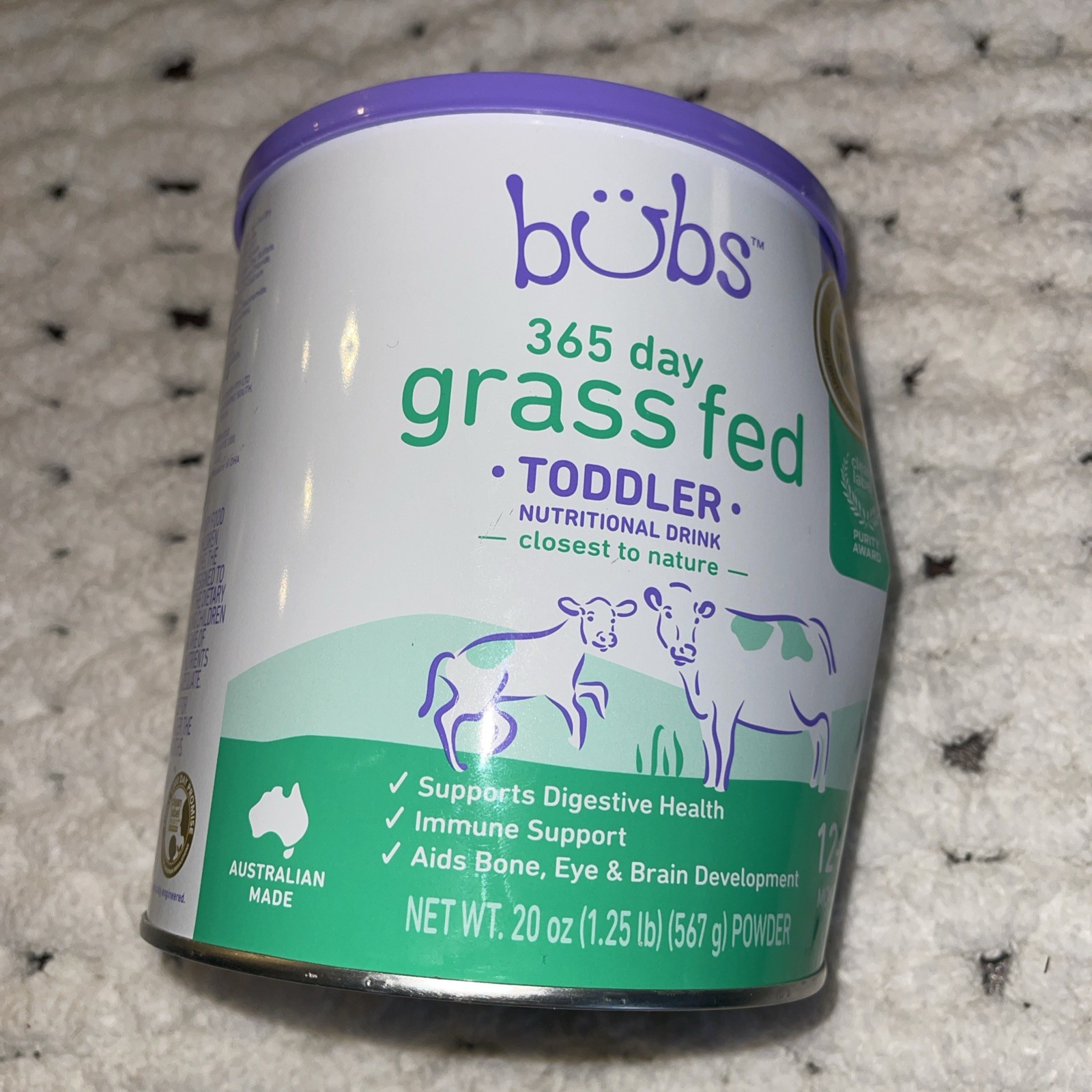 DENTED Aussie Bubs 365 Day Grass Fed Toddler Nutritional Drink Powder 20oz 3/27