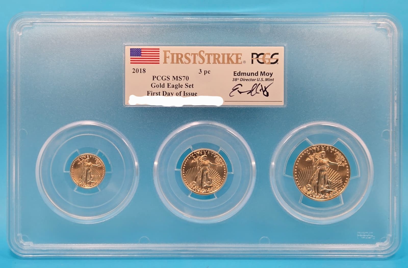 Rare 2018 American Gold Eagle 3 Coin Set PCGS MS70 First Strike First Day Issue