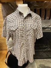 Wrangler Men's Western Short Sleeve Plaid Pearl Snap Button-Up Shirt
