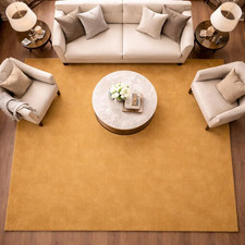 Luxury Solid Gold Hand-Tufted Living Room Rug | Elegant Interiors