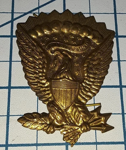 c1860s CIVIL WAR Union Army Infantry Hat Badge Military Cap Brass Insignia