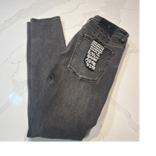 KSUBI Skinny Gray Denim Jeans Logo Accent Wom...