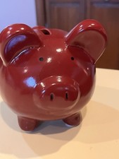 Pink Pig Ceramic Piggy Bank Still Bank with Stopper Burgundy