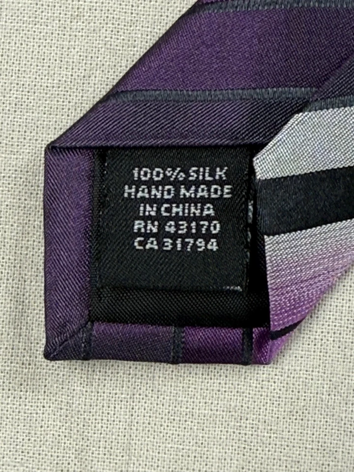 Corbata Alfani 100 % seda cuello rayas ajustada púrpura 3 x 57" Foto 2 de 4