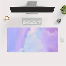 40*90cm1pc Extra Large XXL Purple Clouds & Stars HD Printed Rubber Desk Mat - No