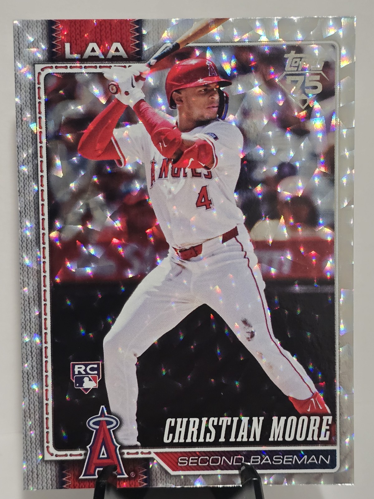 2026 Topps Baseball Christian Moore RC #147 LA Angels Silver Crackle Ice