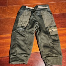 Toddlers Athletic Sweatpants. Dark Olive Green, Zipper Pocket, Draw String 12 Mo