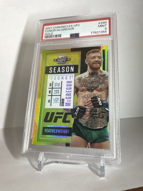 CONOR MCGREGOR 2021 UFC Chronicles Contenders Optic Gold Prizm 01/10 PSA 9 📕end