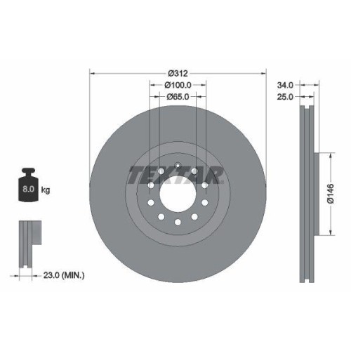 Textar 92098505 Bremsscheibe Vorderachse FüR Seat Skoda VW Vw (Faw) Audi-image