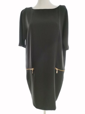 ZARA BASIC Damen Kleid Gr. M Schwarz Kurzer Ärmel Knielang Runder Ausschnitt