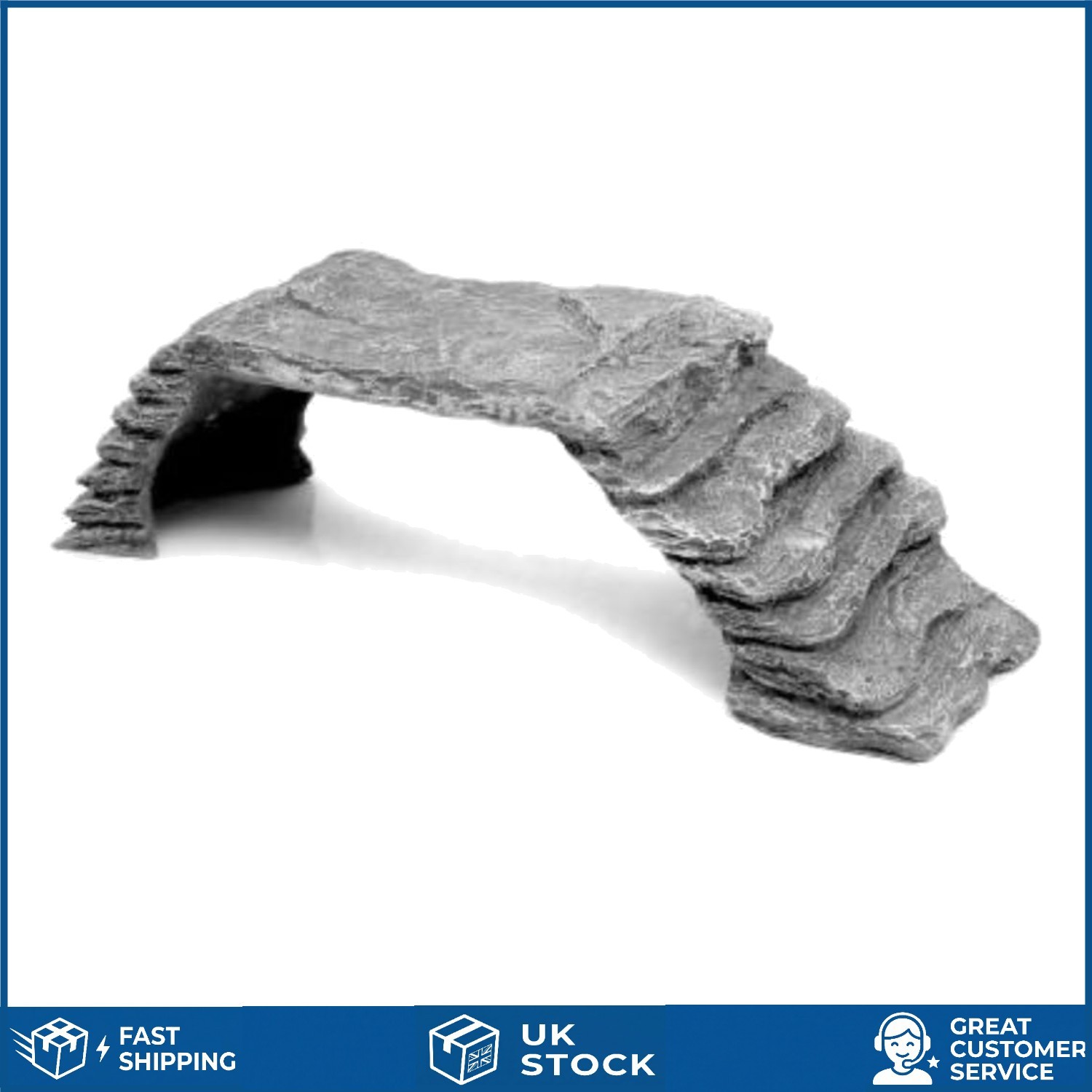 Natural Resin Reptile Basking Platform Ramp Grey Terrarium Decor Large 42cm