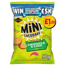 NEW Mini Cheddars Limited Edition Chipotle & Lime Flavour 90g x 15 £21.99