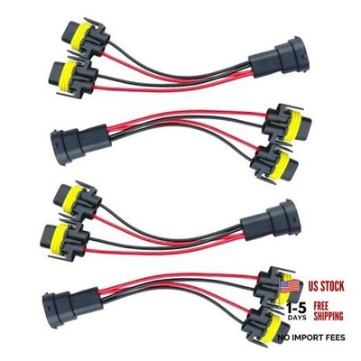 4Pcs H11 H9 H8 Male to Female 2 Way Splitter Wire Bulb Socket Headlight 