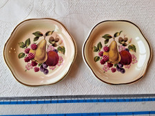 Royal Worcester Palissy two trinket dishes 14-2 Autumn Fruits Gold trim VINTAGE