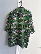 ROPER Mens XL Hawaiian Camp Shirt Cowboy Horse Trailer Rodeo Western