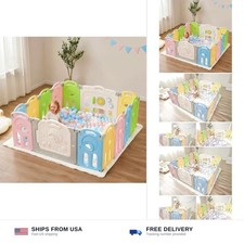 Cloud Castle Large 14-Panel Baby Playpen for Toddlers, Multicolor Foldable ...