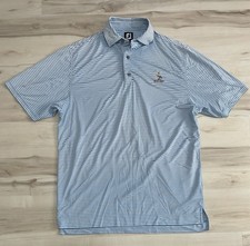 FootJoy Polo Shirt Mens XL Blue White Striped Casual Golf Performance FJ