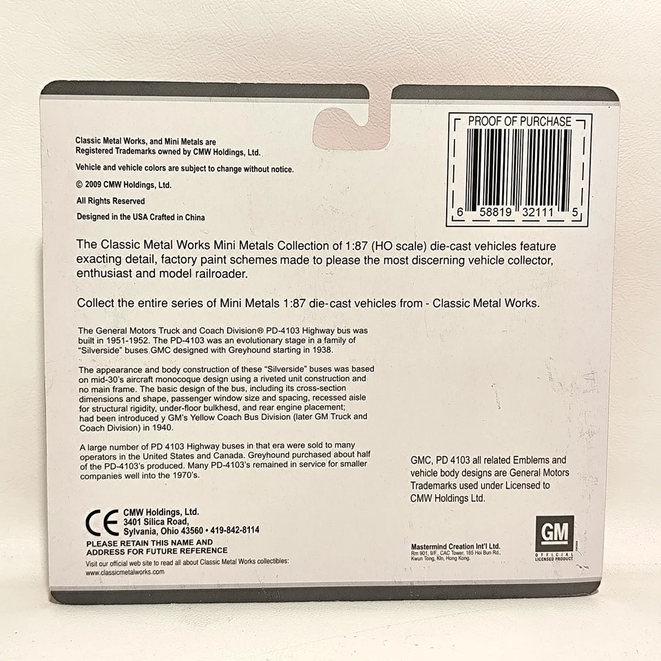 HO Classic Metal Works Trailways GMC PD 4103 Bus Mini Metals 1:87 San Francisco - Image 2 of 2