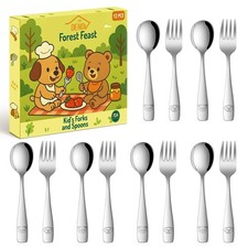 DEHOV Toddler Eating Utensils Set,Set Of 12 Food Grade 12-Piece01, Silver
