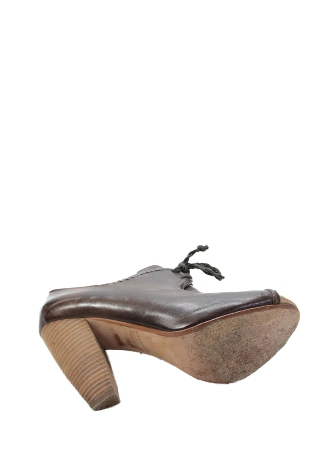 Zapatos de salón Max Studio para mujer con cordones tacón ancho punta abierta cuero marrón talla 7,5 M Foto 4 de 4