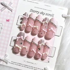 Nail Tip Suna Type One-Hon Girly Mass Production, M Square, Red Curve, Used