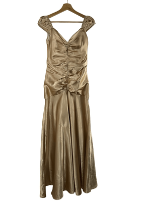 Jessica McClintock Gold Sleeveless Evening Gown Dress Size 6 Ruched Wedding  | eBay