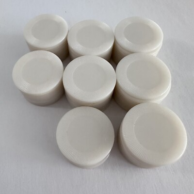 75 White Plastic 1 1/8  Ridged Poker Chips Markers For Mahjong Poker Game Tokens