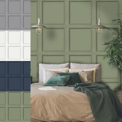 Marine Grün Grau Holz Panel Optik Tapete Holden Dekor Modern Modern