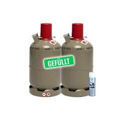 2 x Propan Gas-Flasche 5kg gefüllt inklusive Ulith® Lecksuchspray 400 ml zum au