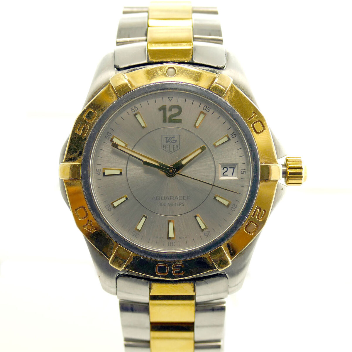 TAG HEUER WAF1120 AQUARACER SILVER DIAL 2-TONE GOLD+S.S. TAG HEUER WAF1120 AQUARACER SILVER DIAL 2-TONE GOLD+S.S.