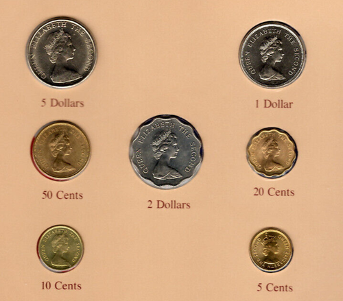 Set monete di tutte le nazioni Hong Kong con carta 1979-1982 UNC $1, $5 1980 $2 1982 - Foto 3 di 4