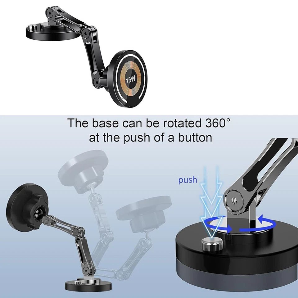 15W Magnetic Wireless Car Mount Charger Phone Holder for iPhone 16 15 14 Series - Image 3 of 4